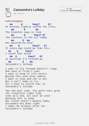 Cassandra's Lullaby PDF thumbnail