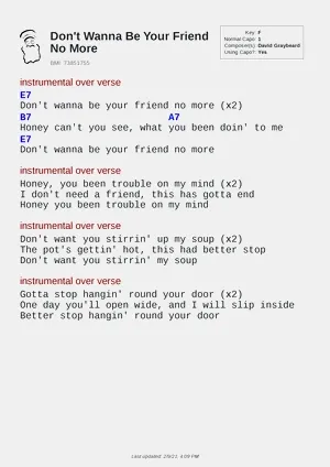 Don't Wanna Be Your Friend No More PDF thumbnail