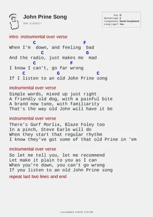 John Prine Song PDF thumbnail
