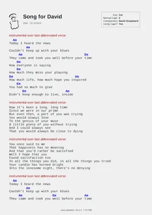 Song for David PDF thumbnail